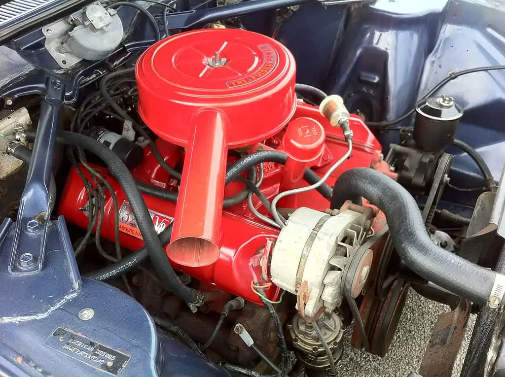 1. Alternator silver mounted on a V8 engine