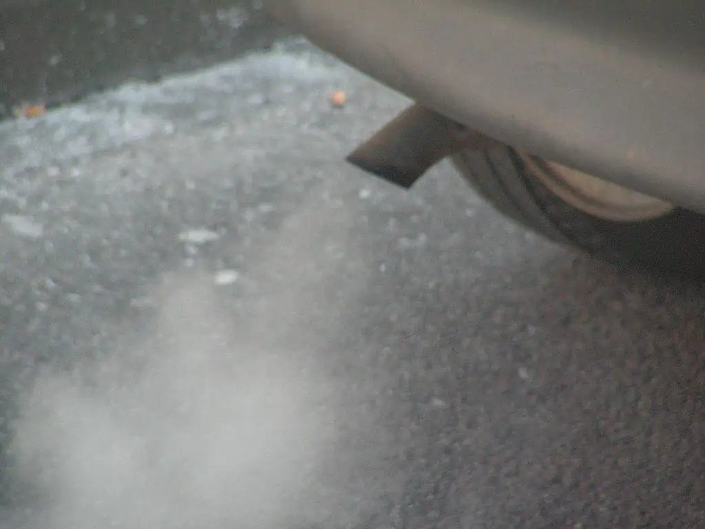1. Steam from tailpipe of cold car