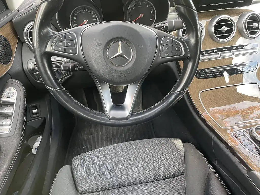 2. A Steering wheel in a Mercedes Benz
