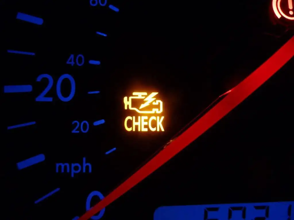 2. A check engine light or malfunction indicator lamp MIL 1