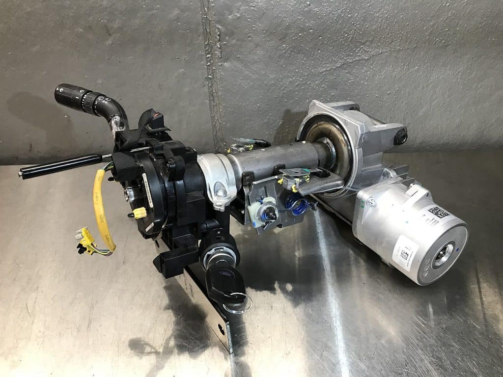 2. An EPS module with a partially disassembled steering column