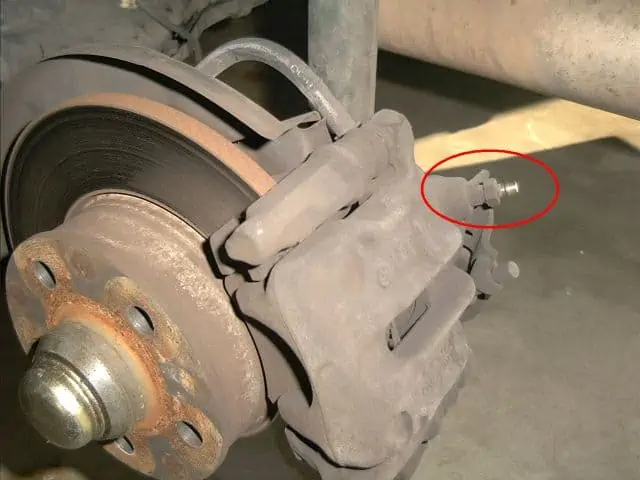 3. Close up of a disk brake bleed screw