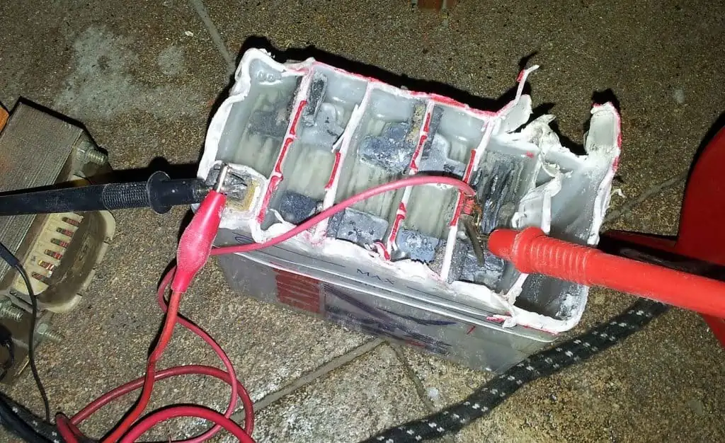 3. Damaged Lead acid car battery