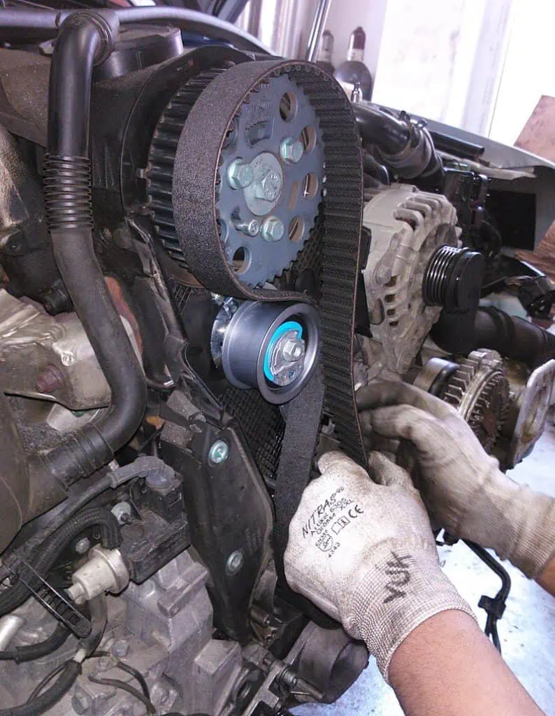 4. A timing belt being installed