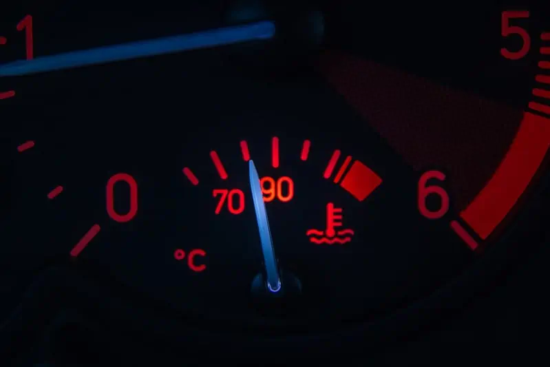 4. Temperature gauge on a car dashboard
