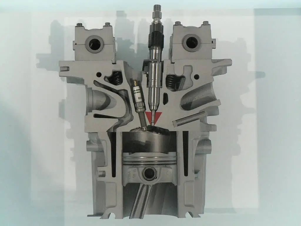 5. A cutaway model of a petrol direct injected engine