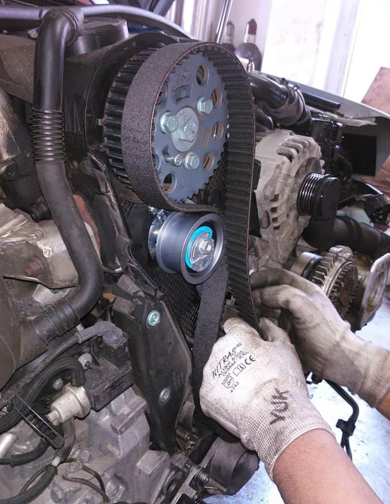 5. A timing belt is being installed