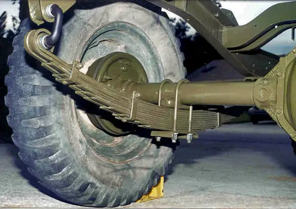 7. A traditional semi elliptical Hotchkiss leaf spring arrangement