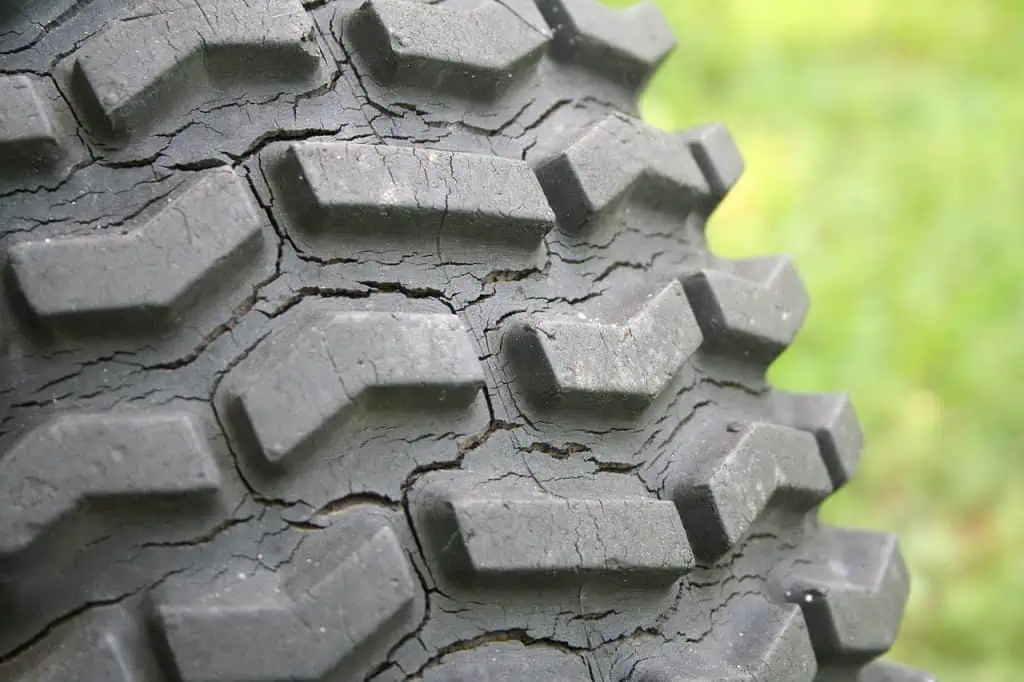 7. Tire showing weather cracking over long term exposure to the weather